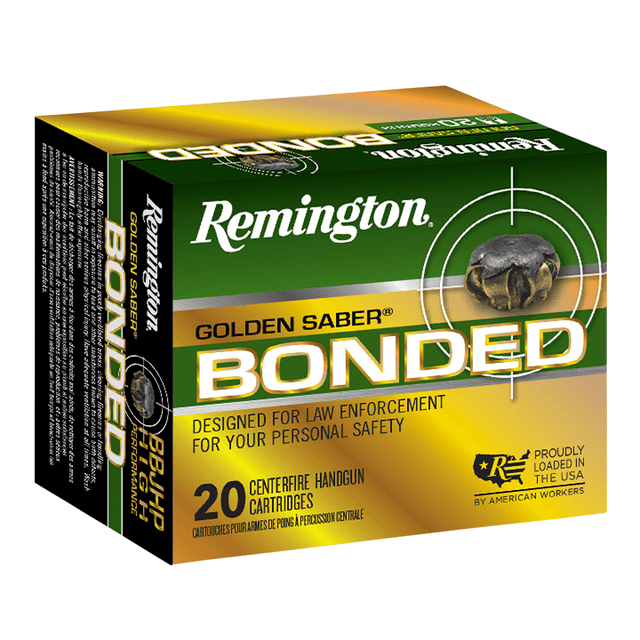 Remington Ammunition 29363 Golden Saber Bonded 40 S&W 165 gr Brass Jacket Hollow Point (BJHP) 20 Bx Remington Ammunition 29363 Golden Saber Bonded 40 S&W 165 gr Brass Jacket Hollow Point (BJHP) 20 Bx