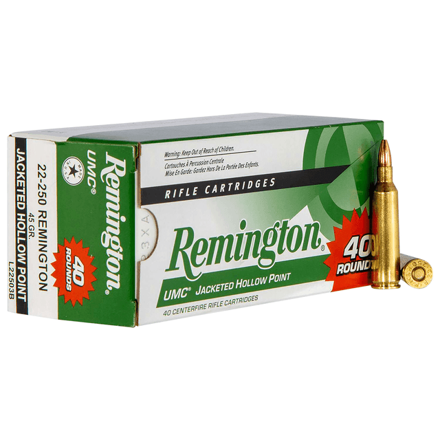 Remington Ammunition 23769 UMC Value Pack 22-250 Rem 45 gr Jacket Hollow Point 40 Per Box Remington Ammunition 23769 UMC Value Pack 22-250 Rem 45 gr Jacket Hollow Point 40 Per Box