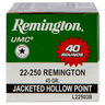 Remington Ammunition 23769 UMC Value Pack 22-250 Rem 45 gr Jacket Hollow Point 40 Per Box-047700363103 Remington Ammunition 23769 UMC Value Pack 22-250 Rem 45 gr Jacket Hollow Point 40 Per Box-047700363103