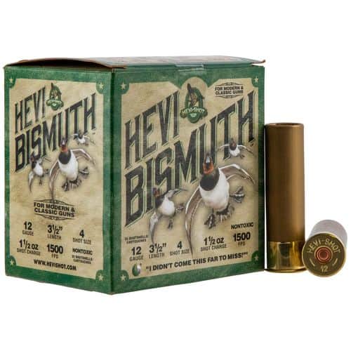 HEVI-Shot HS14504 Hevi-Bismuth Waterfowl 12 Gauge 3.50" 1 1/2 oz 4 Shot 25 Bx/ 10 Cs HEVI-Shot HS14504 Hevi-Bismuth Waterfowl 12 Gauge 3.50" 1 1/2 oz 4 Shot 25 Bx/ 10 Cs