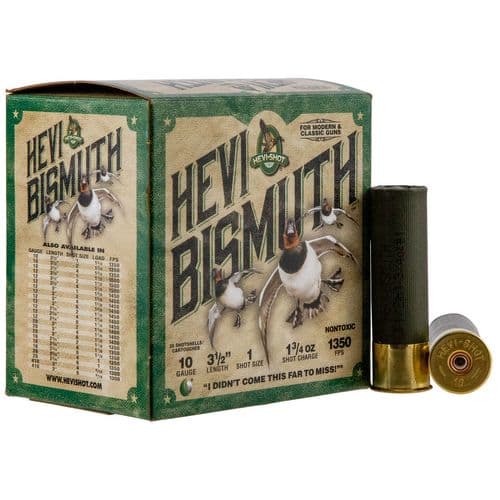 HEVI-Shot HS15501 Hevi-Bismuth Waterfowl 10 Gauge 3.50" 1 3/4 oz 1 Shot 25 Bx/ 10 Cs HEVI-Shot HS15501 Hevi-Bismuth Waterfowl 10 Gauge 3.50" 1 3/4 oz 1 Shot 25 Bx/ 10 Cs