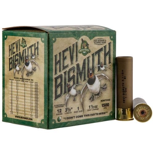 HEVI-Shot HS14501 Hevi-Bismuth Waterfowl 12 Gauge 3.5" 1 1/2 oz 1 Shot 25 Bx/ 10 Cs HEVI-Shot HS14501 Hevi-Bismuth Waterfowl 12 Gauge 3.5" 1 1/2 oz 1 Shot 25 Bx/ 10 Cs
