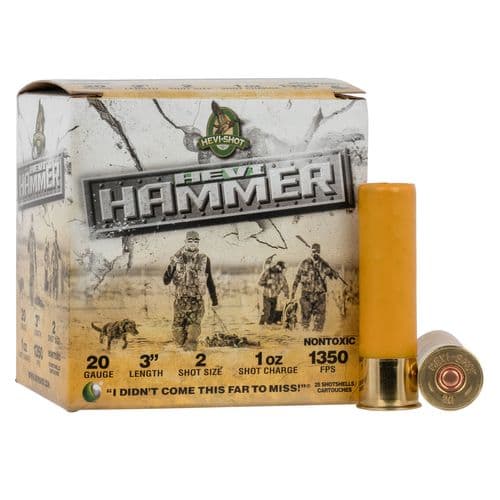 HEVI-Shot HS29002 Hevi-Hammer 20 Gauge 3" 1 oz 2 Shot 25 Bx/ 10 Cs HEVI-Shot HS29002 Hevi-Hammer 20 Gauge 3" 1 oz 2 Shot 25 Bx/ 10 Cs