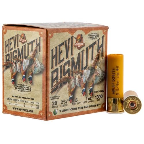 HEVI-Shot HS17715 Hevi-Bismuth Upland 20 Gauge 2.75" 1 oz 5 Shot 25 Bx/ 10 Cs HEVI-Shot HS17715 Hevi-Bismuth Upland 20 Gauge 2.75" 1 oz 5 Shot 25 Bx/ 10 Cs