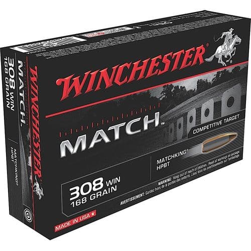 Winchester Ammo Match 308 Win 168 gr Sierra MatchKing BTHP - S308M Winchester Ammo Match 308 Win 168 gr Sierra MatchKing BTHP - S308M