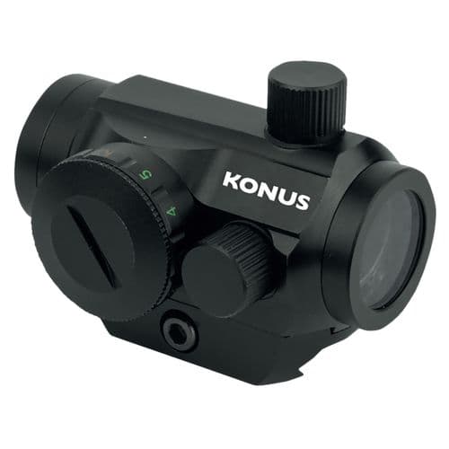 Konus 7215 Nuclear Matte Black 1x 22mm 3 MOA Dual Illuminated Dot Reticle Features QR Dual Mounting System Konus 7215 Nuclear Matte Black 1x 22mm 3 MOA Dual Illuminated Dot Reticle Features QR Dual Mounting System
