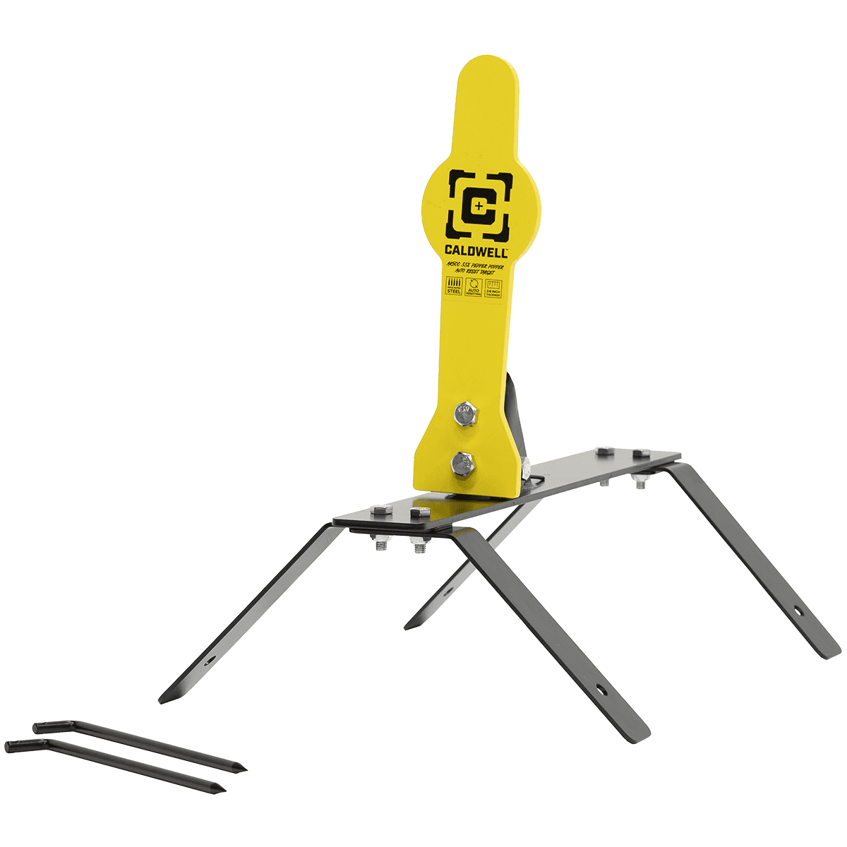 Caldwell 1178560 AR500 Auto Reset Centerfire Pepper Popper Yellow AR500 Steel Caldwell 1178560 AR500 Auto Reset Centerfire Pepper Popper Yellow AR500 Steel
