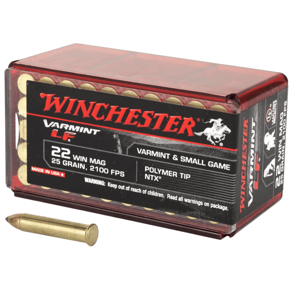 Winchester Ammo X22MHLF Varmint LF 22 WMR 25 gr Polymer Tip NTX 50 Per Box Winchester Ammo X22MHLF Varmint LF 22 WMR 25 gr Polymer Tip NTX 50 Per Box