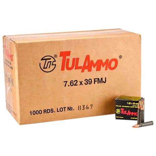 Tula Ammo UL076201 Centerfire Rifle 7.62x39mm 122 gr Full Metal Jacket (FMJ) 1000 Bx/ 1 Cs Tula Ammo UL076201 Centerfire Rifle 7.62x39mm 122 gr Full Metal Jacket (FMJ) 1000 Bx/ 1 Cs