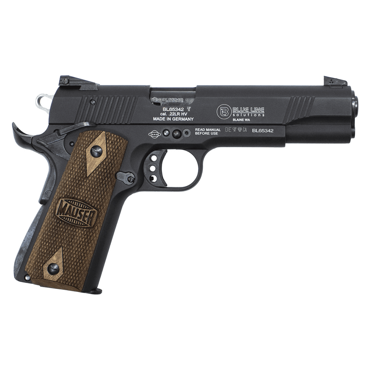 Mauser 1911 22LR Semi Auto Pistol 5" Barrel Walnut Grips Mauser 1911 22LR Semi Auto Pistol 5" Barrel Walnut Grips