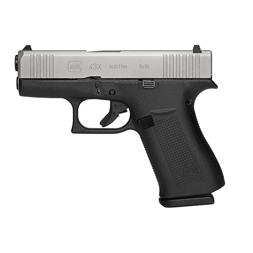 Glock G43X Sub-Compact Silver 9mm 3.39-inch 10Rds with Glock Night Sights 2 Glock G43X Sub-Compact Silver 9mm 3.39-inch 10Rds with Glock Night Sights 2