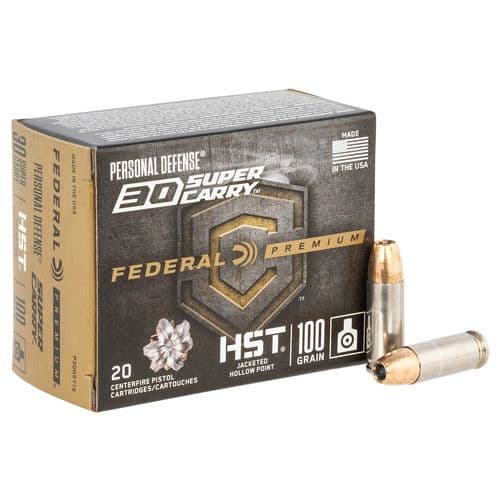 Federal Personal Defense HST 30 Super Carry 100 Grain JHP Ammunition (20 Rounds) Federal Personal Defense HST 30 Super Carry 100 Grain JHP Ammunition (20 Rounds)