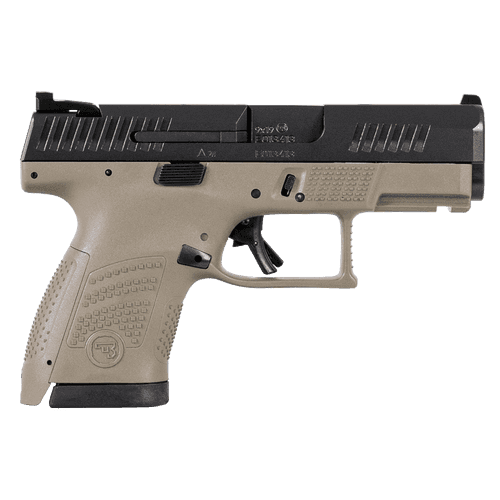 CZ P-10 S 9mm Pistol 3.5" Barrel Flat Dark Earth Polymer Frame 12+1 Black Steel Slide Fixed Sights CZ P-10 S 9mm Pistol 3.5" Barrel Flat Dark Earth Polymer Frame 12+1 Black Steel Slide Fixed Sights
