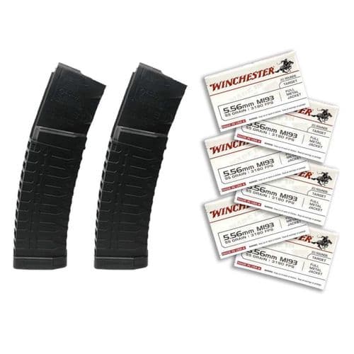 ATI Schmeisser 60 Round Magazines (2) with 120 rounds Winchester 5.56 55grain ATI Schmeisser 60 Round Magazines (2) with 120 rounds Winchester 5.56 55grain