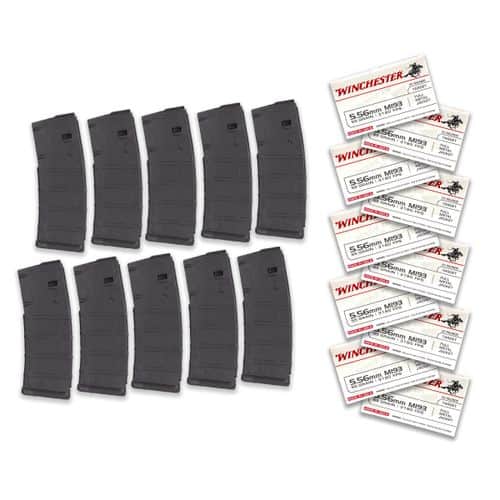 Combo Kit: 10 Magpul 30round P-Mags and 200rounds of Winchester WM193 55 grain 5.56 Combo Kit: 10 Magpul 30round P-Mags and 200rounds of Winchester WM193 55 grain 5.56