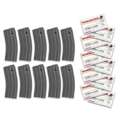 Combo Kit: 10 30round Okay Industries Aluminum Mags and 200rounds of Winchester WM193 55 grain 5.56 Combo Kit: 10 30round Okay Industries Aluminum Mags and 200rounds of Winchester WM193 55 grain 5.56