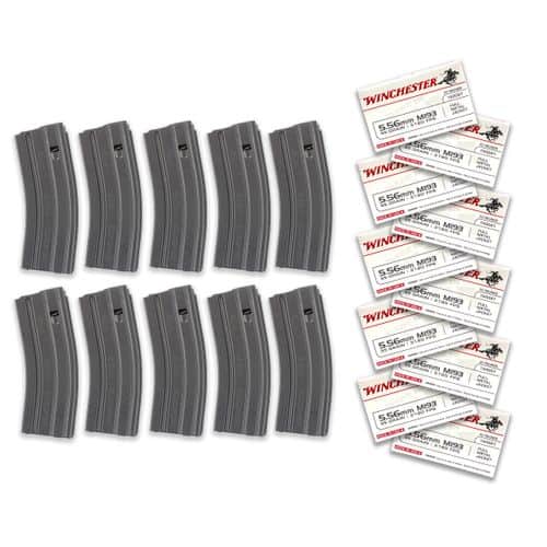 Combo Kit: 10 30round Okay Industries Aluminum Mags and 200rounds of Winchester WM193 55 grain 5.56 Combo Kit: 10 30round Okay Industries Aluminum Mags and 200rounds of Winchester WM193 55 grain 5.56