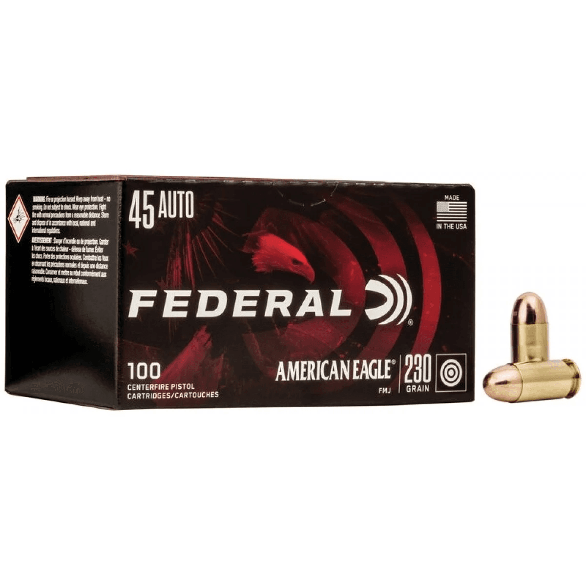 Federal American Eagle  .45 ACP 230 Grain FMJ Ammunition (100 Rounds) Federal American Eagle  .45 ACP 230 Grain FMJ Ammunition (100 Rounds)