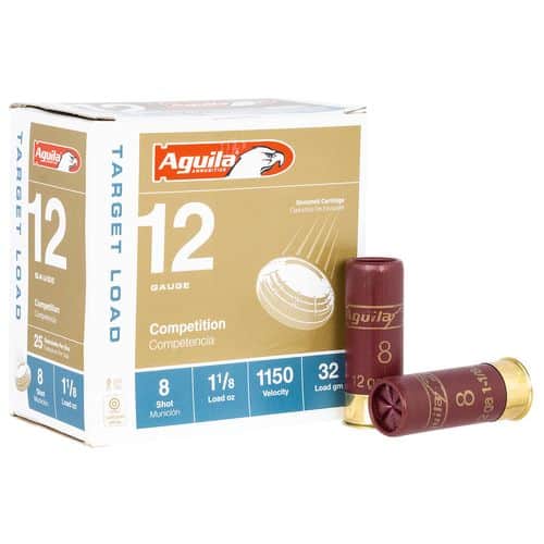 Aguila 1CHB1280 Target Load Standard Velocity 12 Gauge 2.75" 1 1/8 oz 8 Shot 25 Bx/ 10 Cs Aguila 1CHB1280 Target Load Standard Velocity 12 Gauge 2.75" 1 1/8 oz 8 Shot 25 Bx/ 10 Cs