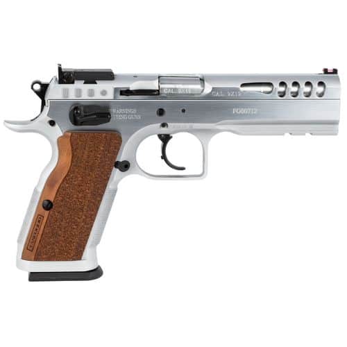 Tanfoglio IFG TFSTOCKM9 Defiant Stock Master LG 9mm Luger 17+1 4.75" Hard Chrome Steel/Wood Grip Tanfoglio IFG TFSTOCKM9 Defiant Stock Master LG 9mm Luger 17+1 4.75" Hard Chrome Steel/Wood Grip