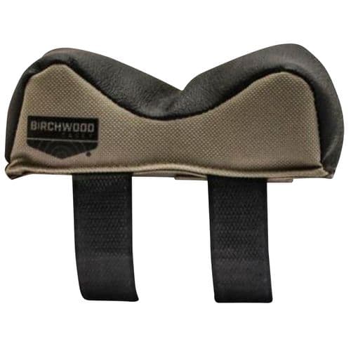 Birchwood Casey UFRBWID Universal Front Rest made of Tan Polyester with Black Leather Top & Wide Design 5" L x 2" H x 2" W Dimensions Birchwood Casey UFRBWID Universal Front Rest made of Tan Polyester with Black Leather Top & Wide Design 5" L x 2" H x 2" W Dimensions