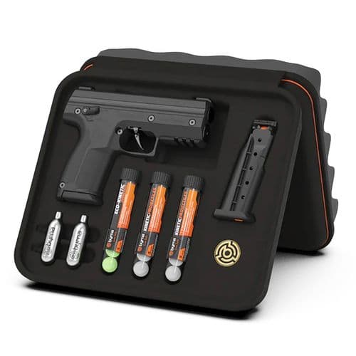 Byrna Technologies SK68300_BLK_KINETIC SD Kinetic Kit CO2 .68 Cal 5rd, Black Polymer, Rubber Honeycomb Grip, C02 & 15 Projectiles Included Byrna Technologies SK68300_BLK_KINETIC SD Kinetic Kit CO2 .68 Cal 5rd, Black Polymer, Rubber Honeycomb Grip, C02 & 15 Projectiles Included