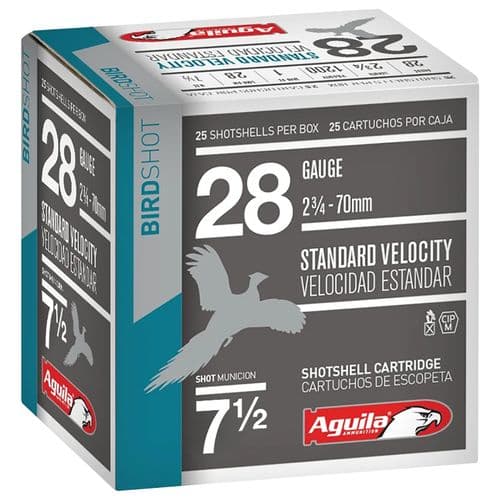 Aguila 1CHB2837 Hunting Standard Velocity 28 Gauge 2.75" 1 oz 1200 fps 7.5 Shot 25 Bx/10 Cs Aguila 1CHB2837 Hunting Standard Velocity 28 Gauge 2.75" 1 oz 1200 fps 7.5 Shot 25 Bx/10 Cs