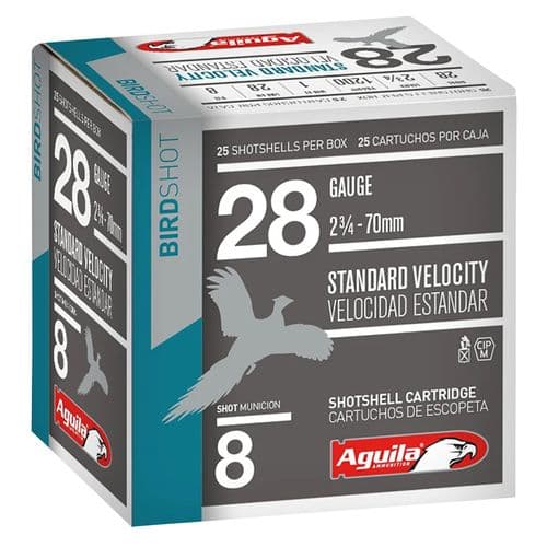 Aguila 1CHB2838 Hunting Standard Velocity 28 Gauge 2.75" 1 oz 1200 fps 8 Shot 25 Bx/10 Cs Aguila 1CHB2838 Hunting Standard Velocity 28 Gauge 2.75" 1 oz 1200 fps 8 Shot 25 Bx/10 Cs