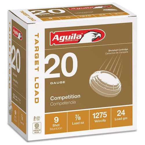Aguila 1CHB2039 Competition Target 20 Gauge 2.75" 7/8 oz 1275 fps 9 Shot 25 Bx/10 Cs Aguila 1CHB2039 Competition Target 20 Gauge 2.75" 7/8 oz 1275 fps 9 Shot 25 Bx/10 Cs