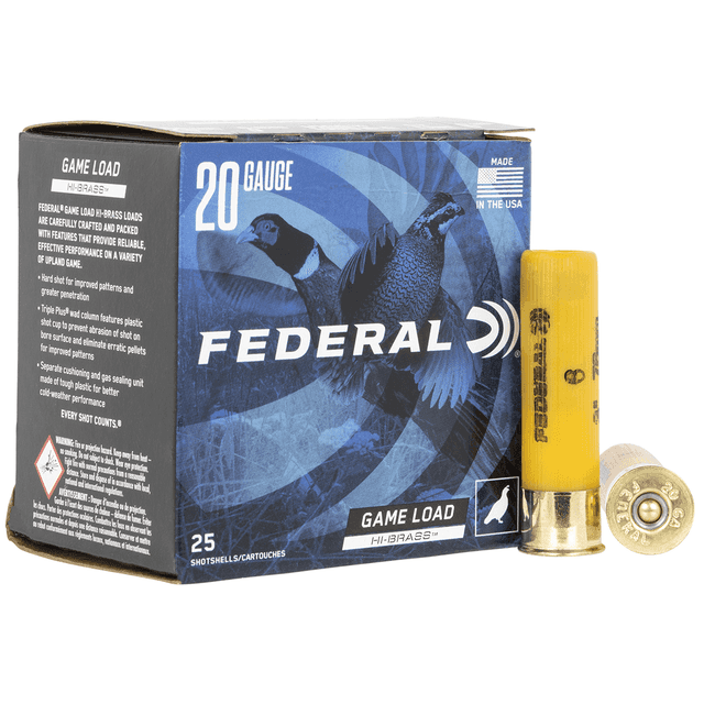 Federal H2586 Game-Shok High Brass 20 Gauge 3" 1 1/4 oz 1300 fps 6 Shot 25 Bx/10 Cs Federal H2586 Game-Shok High Brass 20 Gauge 3" 1 1/4 oz 1300 fps 6 Shot 25 Bx/10 Cs