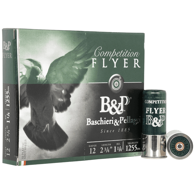 B&P 12B14PL7 Flyer 12 Gauge 2.75" 1 1/4 oz 1255 fps 7.5 Shot 100rds (Sold by Case) B&P 12B14PL7 Flyer 12 Gauge 2.75" 1 1/4 oz 1255 fps 7.5 Shot 100rds (Sold by Case)