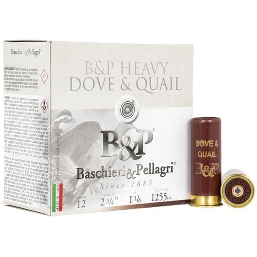 B&P 12B18D9 Dove & Quail 12 Gauge 2.75" 1 1/8 oz 1255 fps 9 Shot 25 Bx/10 Cs B&P 12B18D9 Dove & Quail 12 Gauge 2.75" 1 1/8 oz 1255 fps 9 Shot 25 Bx/10 Cs