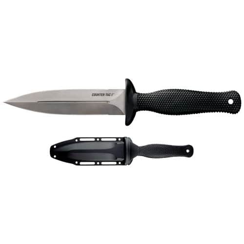 Cold Steel CS10BCTL Counter TAC I 5" Fixed Spear Point Plain Stone Washed AUS-8A SS Blade/ Black Textured Kray-Ex Handle Includes Belt Clip/Sheath Cold Steel CS10BCTL Counter TAC I 5" Fixed Spear Point Plain Stone Washed AUS-8A SS Blade/ Black Textured Kray-Ex Handle Includes Belt Clip/Sheath