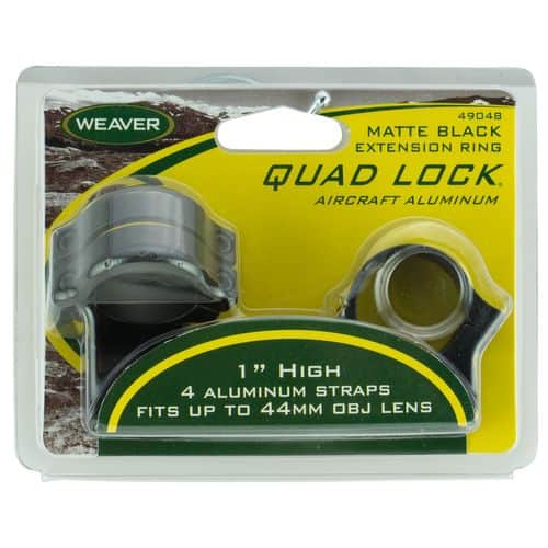 Weaver Mounts 49048 Quad Lock Scope Ring Set High Quick Detach Extended Matte Black Aluminum Weaver Mounts 49048 Quad Lock Scope Ring Set High Quick Detach Extended Matte Black Aluminum