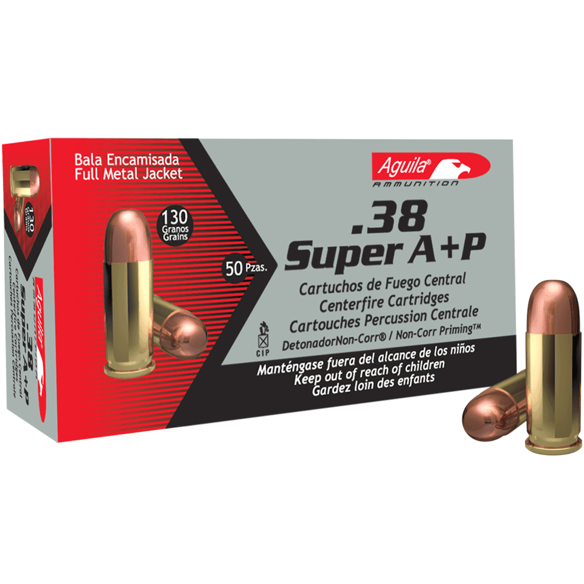 Aguila 1E382112 Target & Range 38 Super +P 130 gr Full Metal Jacket Handgun Ammo Aguila 1E382112 Target & Range 38 Super +P 130 gr Full Metal Jacket Handgun Ammo
