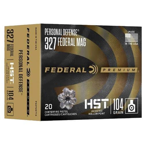 Federal P327HST1S Premium Personal Defense 327 Federal Mag 104 gr Jacketed Hollow Point (JHP) 20 Per Box/10 Cs Federal P327HST1S Premium Personal Defense 327 Federal Mag 104 gr Jacketed Hollow Point (JHP) 20 Per Box/10 Cs