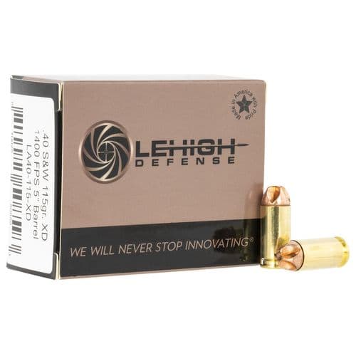 Lehigh Defense LA40115XD Xtreme Defense 40 S&W 115 gr Lehigh Defense XD FMT 20 Per Box/10 Cs Lehigh Defense LA40115XD Xtreme Defense 40 S&W 115 gr Lehigh Defense XD FMT 20 Per Box/10 Cs