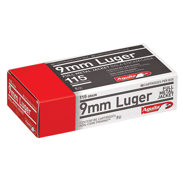 Aguila 1E097704 Target & Range 9mm Luger 115 gr Full Metal Jacket (FMJ) 50 Per Box Aguila 1E097704 Target & Range 9mm Luger 115 gr Full Metal Jacket (FMJ) 50 Per Box