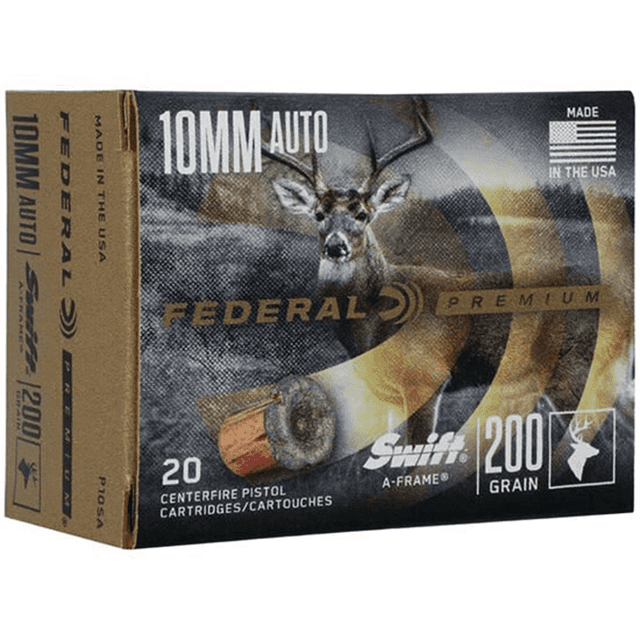 Federal Premium Hunting 10mm Auto 200 gr Swift A-Frame (SWFR) Handgun Ammo Federal Premium Hunting 10mm Auto 200 gr Swift A-Frame (SWFR) Handgun Ammo