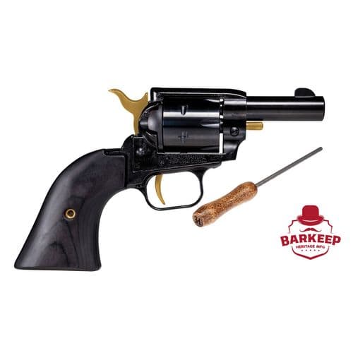 Heritage Mfg BK22B2GLD Barkeep 22 LR 6 Shot 2.68" Black Oxide Barrel, Cylinder & Frame, Black Laminate Wood Grips, Features Gold Accents Heritage Mfg BK22B2GLD Barkeep 22 LR 6 Shot 2.68" Black Oxide Barrel, Cylinder & Frame, Black Laminate Wood Grips, Features Gold Accents