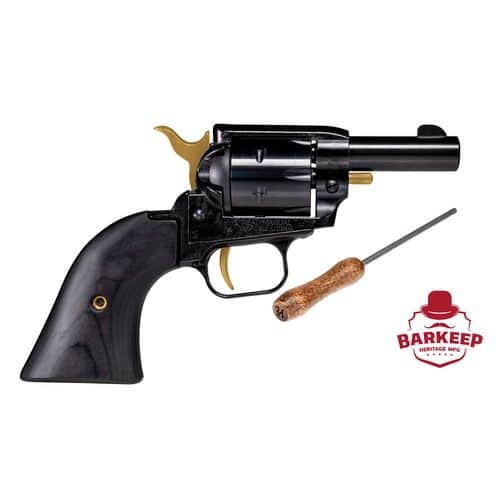 Heritage Mfg BK22B2GLD Barkeep 22 LR 6 Shot 2.68" Black Oxide Barrel, Cylinder & Frame, Black Laminate Wood Grips, Features Gold Accents Heritage Mfg BK22B2GLD Barkeep 22 LR 6 Shot 2.68" Black Oxide Barrel, Cylinder & Frame, Black Laminate Wood Grips, Features Gold Accents