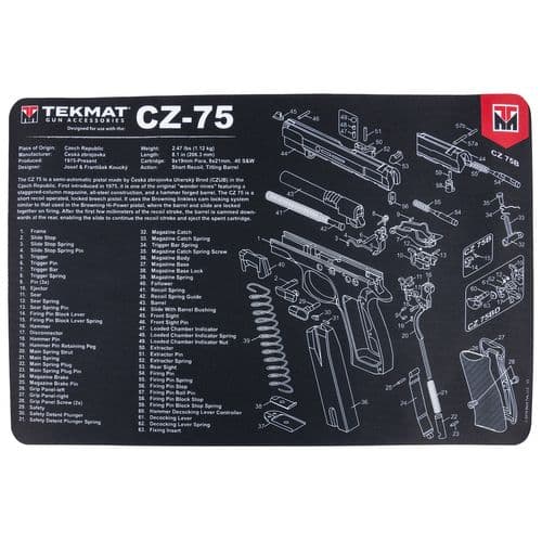 TekMat TEKR17CZ75 CZ 75 Original Mat Black/White Rubber 17" Long 11" x 17" CZ-75 Parts Diagram Illustration TekMat TEKR17CZ75 CZ 75 Original Mat Black/White Rubber 17" Long 11" x 17" CZ-75 Parts Diagram Illustration