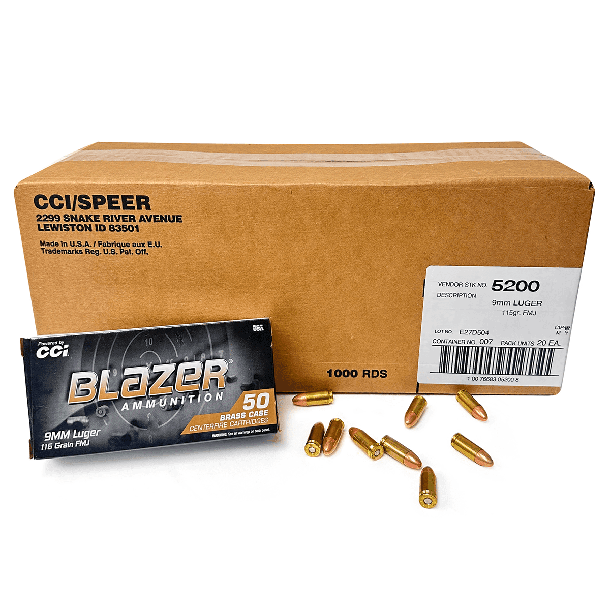 Blazer Brass 9mm 115 Grain FMJ Ammunition 1000 Round Case Blazer Brass 9mm 115 Grain FMJ Ammunition 1000 Round Case