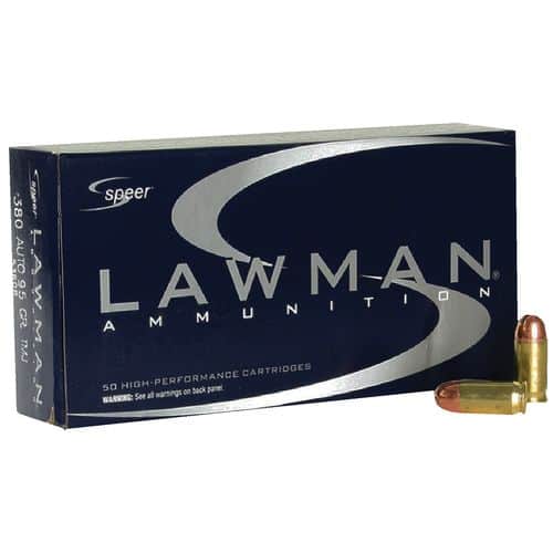 Speer 53608 Lawman Training 380 ACP 95 gr Total Metal Jacket (TMJ) 50 Per Box/20 Cs Speer 53608 Lawman Training 380 ACP 95 gr Total Metal Jacket (TMJ) 50 Per Box/20 Cs