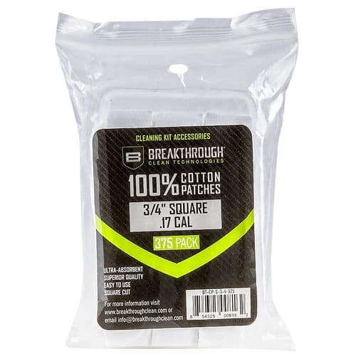 Breakthrough Clean BTCPS3/4375 Square Patches .17/.177 Cal 375 pieces Breakthrough Clean BTCPS3/4375 Square Patches .17/.177 Cal 375 pieces