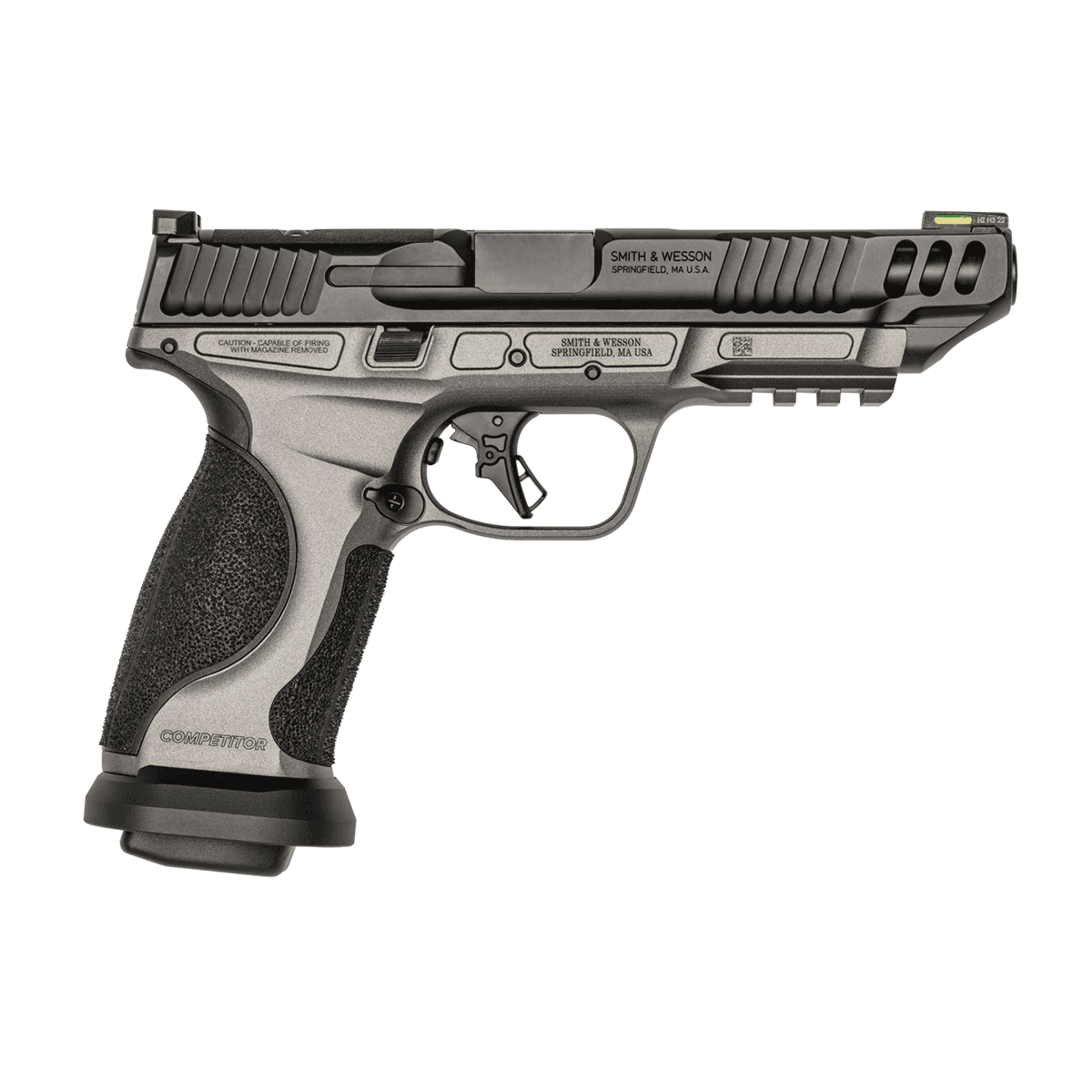 Smith & Wesson 2 TONE 13718 M&P Performance Center M2.0 Competitor 9mm Luger 17+1 5" Black Armornite Steel Barrel, Black Armornite Optic Ready/Serrated Steel Slide, Tungsten Gray Cerakote Aluminum Frame w/Picatinny Rail, Pistol Smith & Wesson 2 TONE 13718 M&P Performance Center M2.0 Competitor 9mm Luger 17+1 5" Black Armornite Steel Barrel, Black Armornite Optic Ready/Serrated Steel Slide, Tungsten Gray Cerakote Aluminum Frame w/Picatinny Rail, Pistol