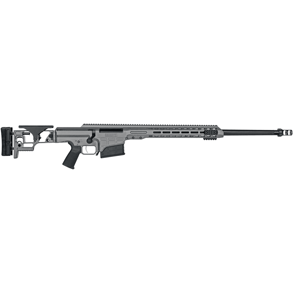 Barrett MRAD .300 Norma Magnum 26" Fluted Bolt Action Rifle Tungsten Gray with Folding Stock Barrett MRAD .300 Norma Magnum 26" Fluted Bolt Action Rifle Tungsten Gray with Folding Stock