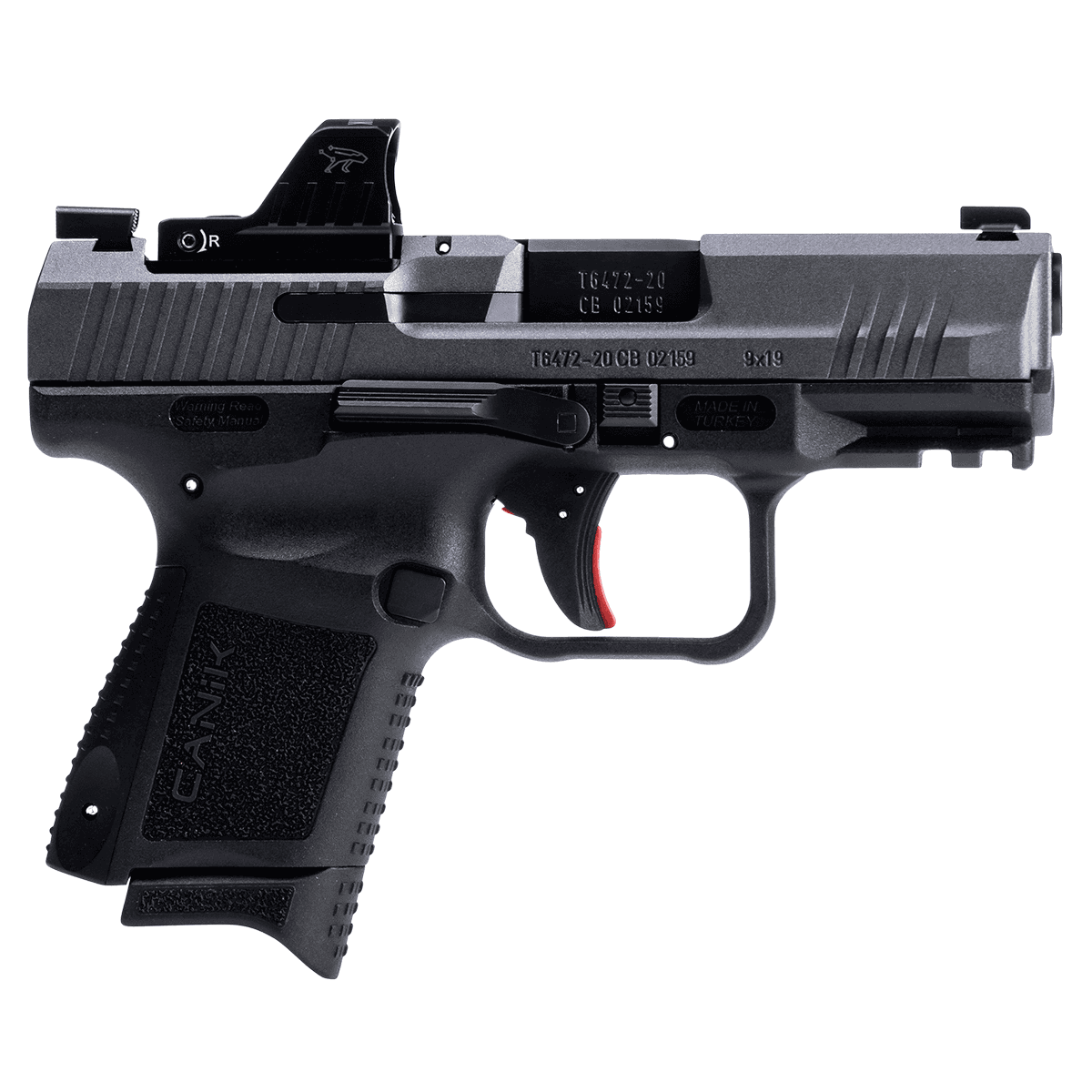 Canik HG7169TN TP9 Elite w/Optic Sub-Compact 9mm Luger 15+1/12+1 3.60" Black Nitride Match Grade Barrel, Tungsten Gray Cerakote Optic Ready/Serrated Steel Slide, Black Polymer Frame w/Picatinny Rail, MeCanik M01 Red Dot Canik HG7169TN TP9 Elite w/Optic Sub-Compact 9mm Luger 15+1/12+1 3.60" Black Nitride Match Grade Barrel, Tungsten Gray Cerakote Optic Ready/Serrated Steel Slide, Black Polymer Frame w/Picatinny Rail, MeCanik M01 Red Dot