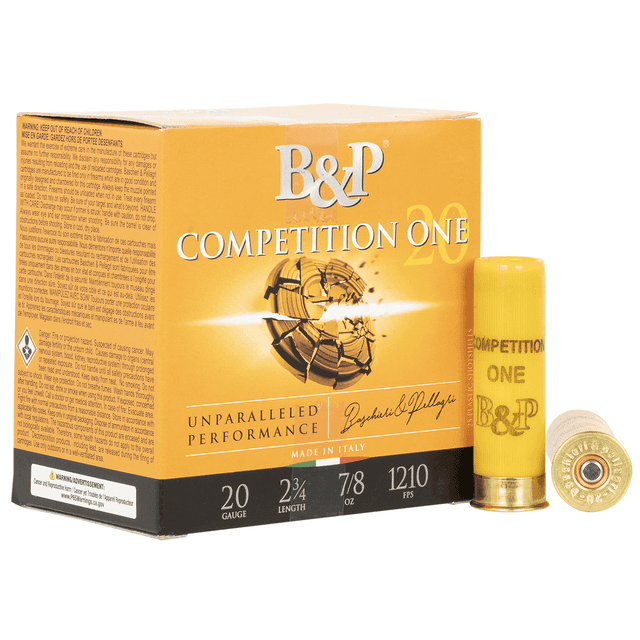 B&P 20B78CP8 Competition ONE 20 Gauge 2.75" 7/8 oz 8 Shot 25 Per Box/ 10 Cs B&P 20B78CP8 Competition ONE 20 Gauge 2.75" 7/8 oz 8 Shot 25 Per Box/ 10 Cs
