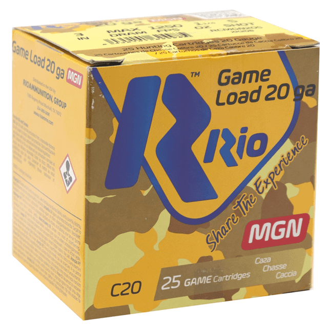 Rio Ammunition Game Load 20 Gauge 3.0" 1 1/4 oz - RC205MGN Rio Ammunition Game Load 20 Gauge 3.0" 1 1/4 oz - RC205MGN